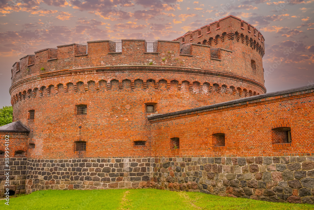 Landscape with a view of the fortress of Palmniken fortress. Kaliningrad