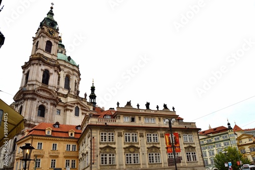 Beautiful architecture of of the Mala Strana or Lesser Town in Prague Czech Republic
