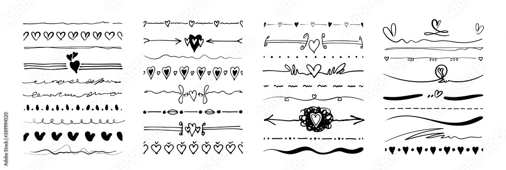 Hand-drawn borders, text dividers, doodle underlines. Design elements