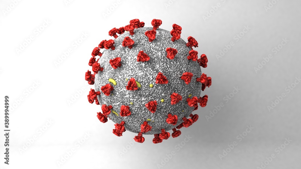 Covid-19 cell 3d rendering illustration great for A5 brochure. Concept banner Covid-19 cell 3d rendering illustration great for A5 brochure. Concept banner
