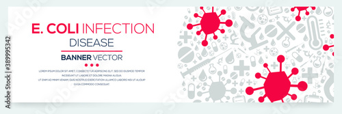 Creative (E. coli Infection) disease Banner Word with Icons ,Vector illustration.
