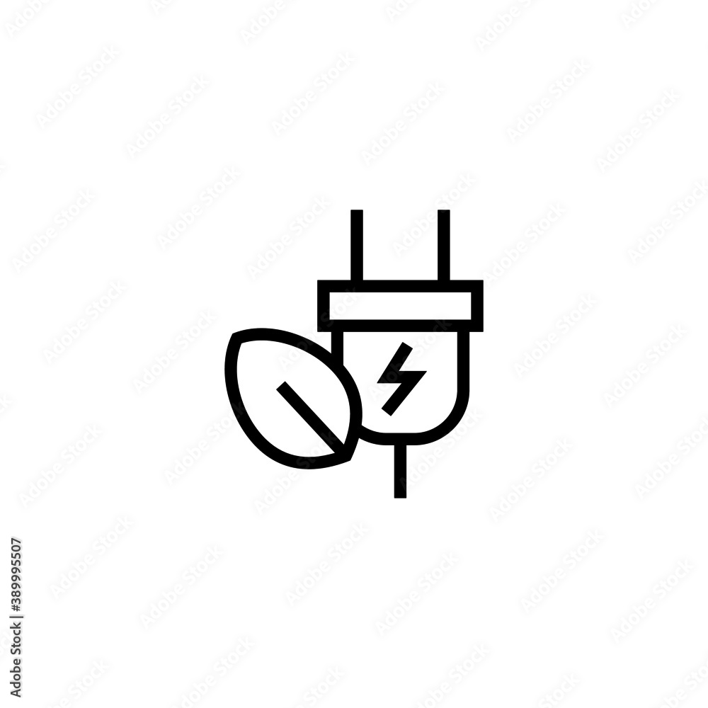 Eco Energy Icon in black line style icon, style isolated on white background Eco Energy Icon in black line style icon, style isolated on white background