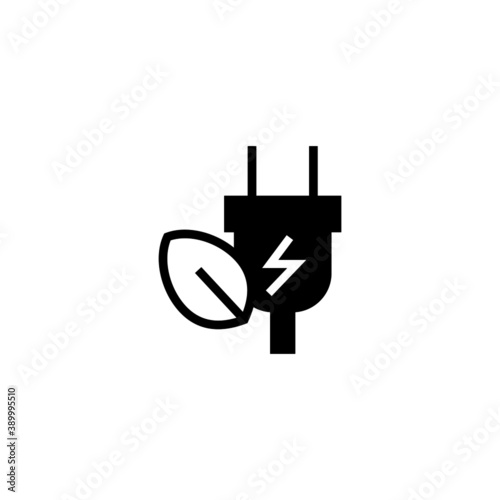 Eco Energy Icon in black flat glyph  filled style isolated on white background