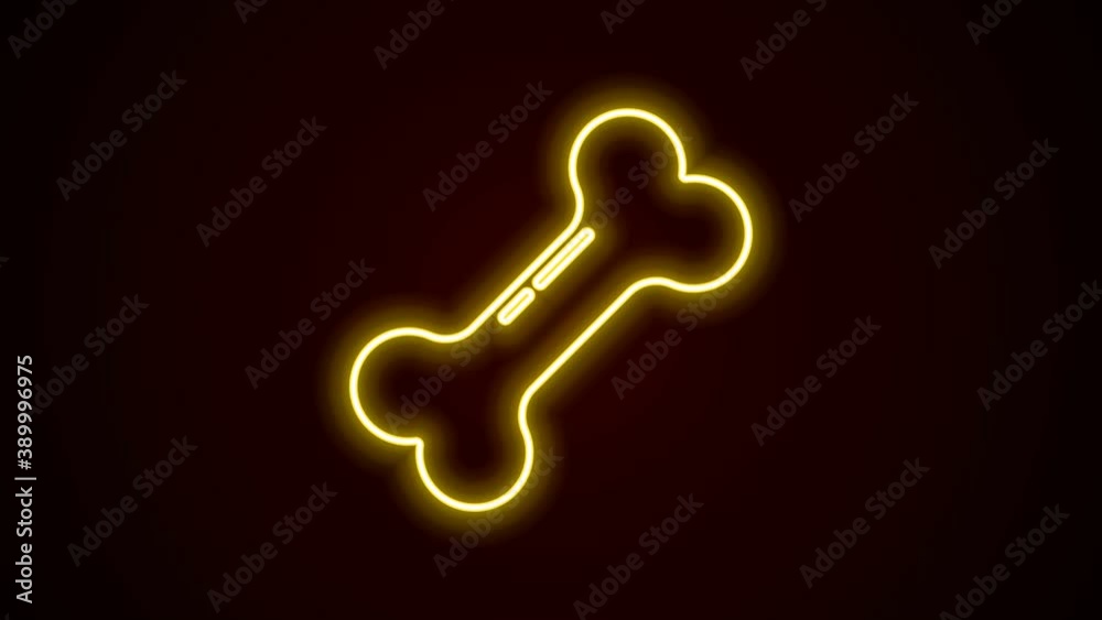 Glowing neon line Dog bone icon isolated on black background. Pets food symbol. 4K Video motion graphic animation Glowing neon line Dog bone icon isolated on black background. Pets food symbol. 4K Video motion graphic animation