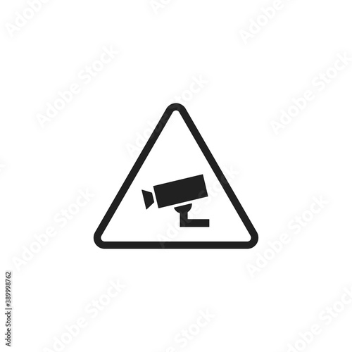 CCTV icon. Security warning sign. Video camera symbol, isolated concept in vector flat
