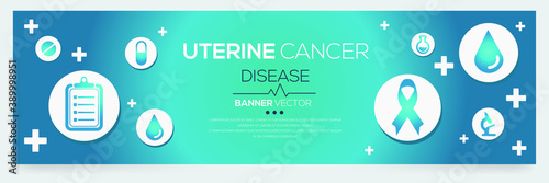 Creative (Uterine Cancer) disease Banner Word with Icons ,Vector illustration.
