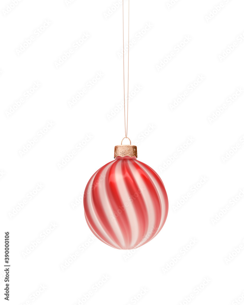 Glossy glass red and white spiral twisted Christmas ball Glossy glass red and white spiral twisted Christmas ball