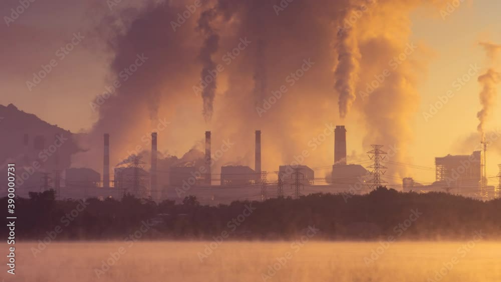 Time lapse video 4K, Air pollution over coal power plant Mae Moh Lampang at morning with fog. Time lapse video 4K, Air pollution over coal power plant Mae Moh Lampang at morning with fog.