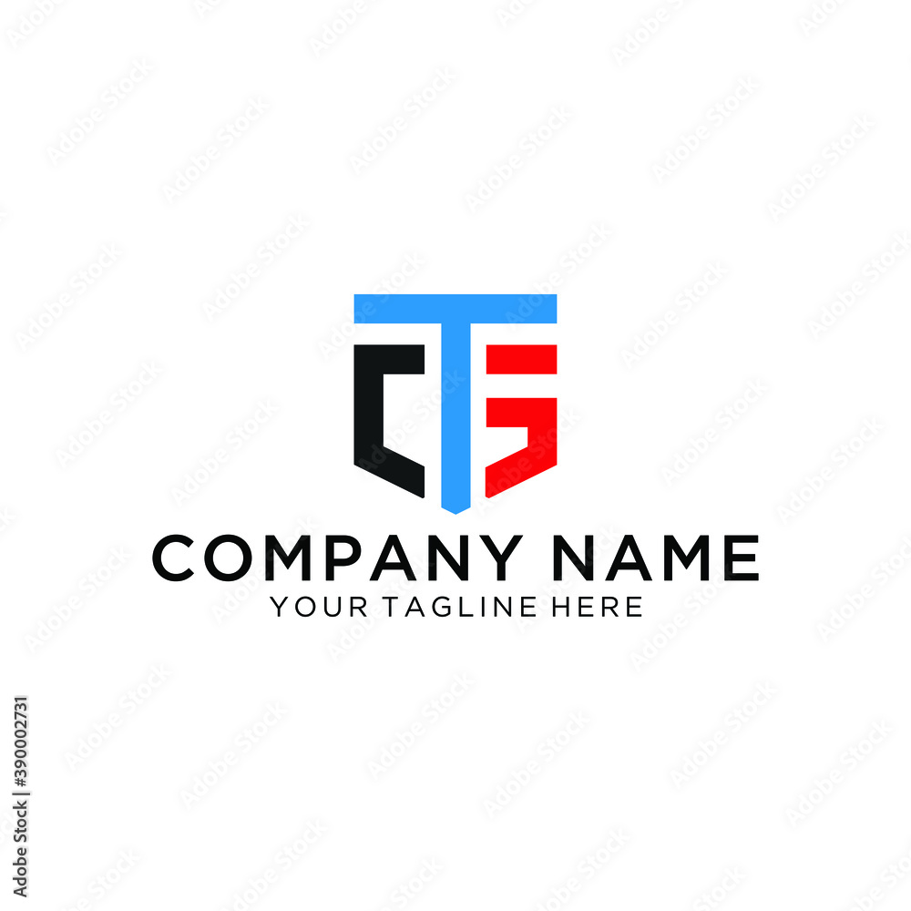 CTS or TCS sheild letter logo design with blue and red. CTS or TCS sheild letter logo design with blue and red.
