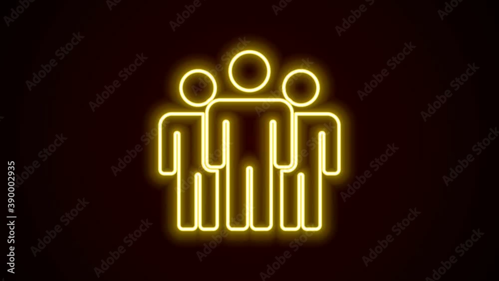Glowing neon line Users group icon isolated on black background. Group of people icon. Business avatar symbol - users profile icon. 4K Video motion graphic animation Glowing neon line Users group icon isolated on black background. Group of people icon. Business avatar symbol - users profile icon. 4K Video motion graphic animation
