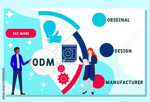 Vector website design template . ODM - original design manufacturer acronym, business concept. illustration for website banner, marketing materials, business presentation, online advertising.