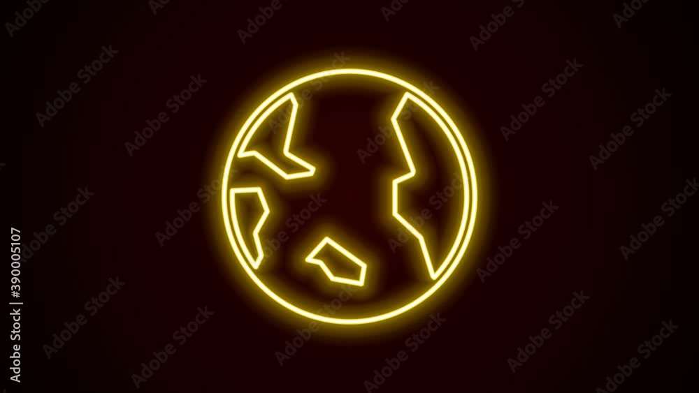 Glowing neon line Earth globe icon isolated on black background. World or Earth sign. Global internet symbol. Geometric shapes. 4K Video motion graphic animation Glowing neon line Earth globe icon isolated on black background. World or Earth sign. Global internet symbol. Geometric shapes. 4K Video motion graphic animation