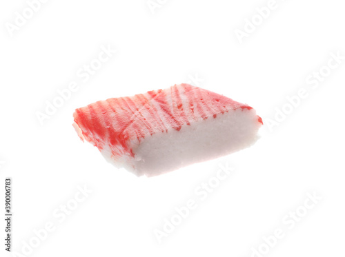 Piece of crab stick isolated on white