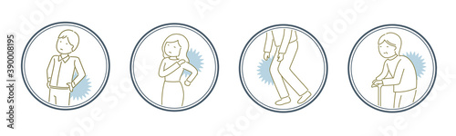 Body maintenance icon　腰痛 肩こり 関節痛 猫背