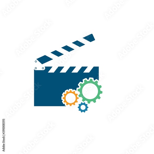 clapperboard gear   icon element vector illustration
