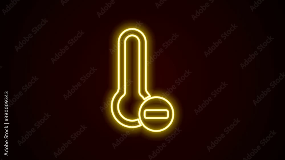 Glowing neon line Meteorology thermometer measuring icon isolated on black background. Thermometer equipment showing hot or cold weather. 4K Video motion graphic animation Glowing neon line Meteorology thermometer measuring icon isolated on black background. Thermometer equipment showing hot or cold weather. 4K Video motion graphic animation