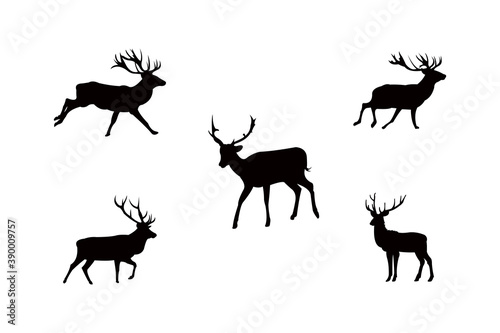 deer silhouette icon vector set for logo