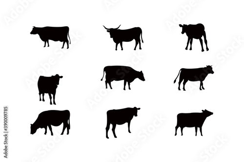 cow silhouette icon vector set for logo