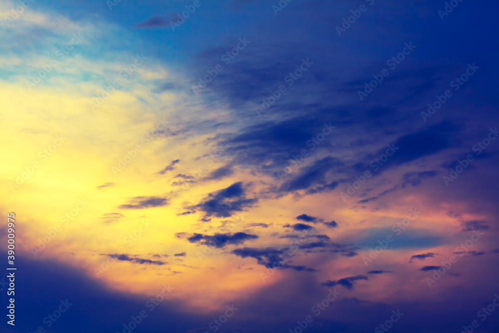 Multicolored clouds with dusk light 