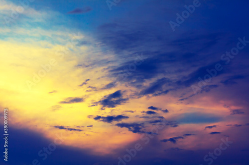 Multicolored clouds with dusk light 
