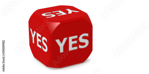 Red dice with yes word