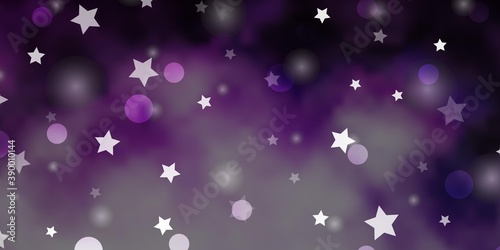 Light Purple vector texture with circles, stars.