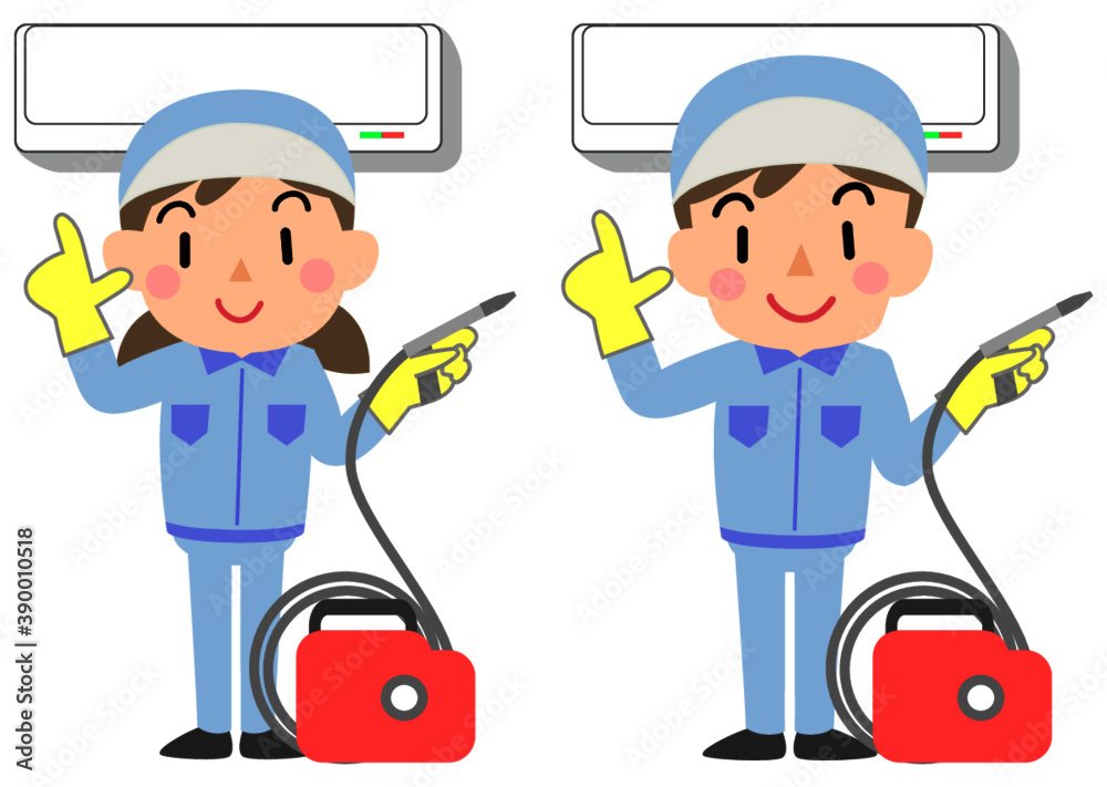 エアコンクリーニングをする清掃業者の男女