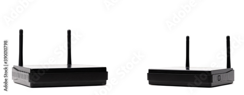 set of wifi router isolated on a white background. wireless hardware equipment