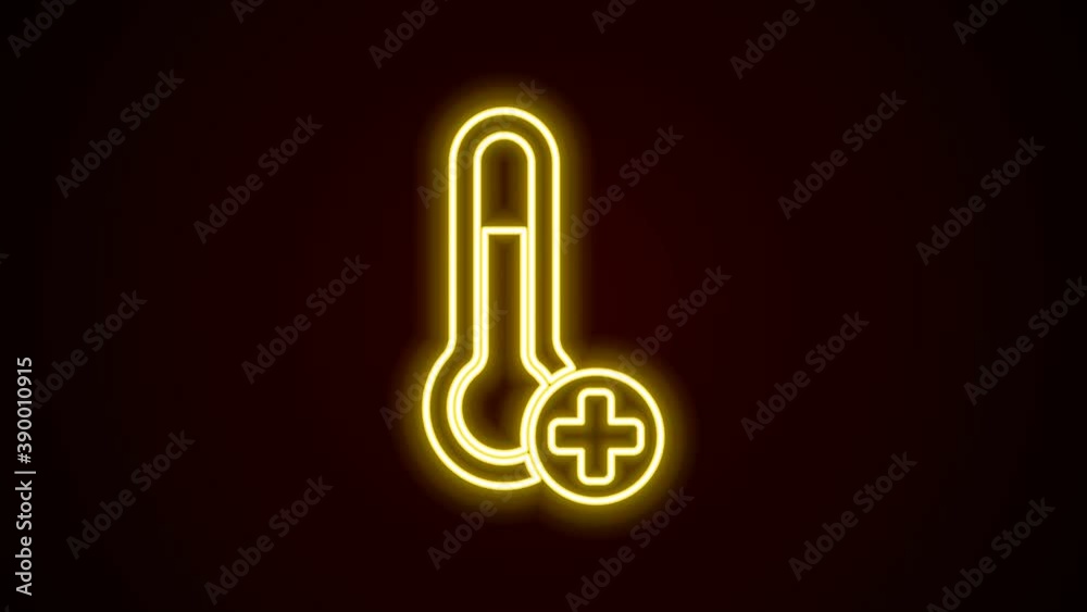 Glowing neon line Meteorology thermometer measuring icon isolated on black background. Thermometer equipment showing hot or cold weather. 4K Video motion graphic animation Glowing neon line Meteorology thermometer measuring icon isolated on black background. Thermometer equipment showing hot or cold weather. 4K Video motion graphic animation