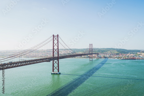 The April 25th bridge  Ponte 25 de Abril  and Lisbon city landscapes