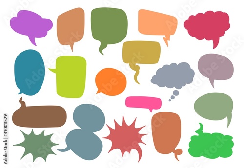 Collection of message chat balloons without text. Colorful speech bubbles. Cartoon vector illustration