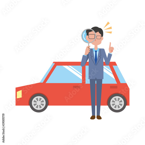 車をチェックする男性