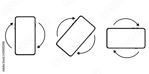 Vector phone rotation icons. Rotate images for a smartphone. Swipe device symbols. Stock image. EPS10 photo