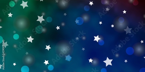 Light Blue, Red vector backdrop with circles, stars.