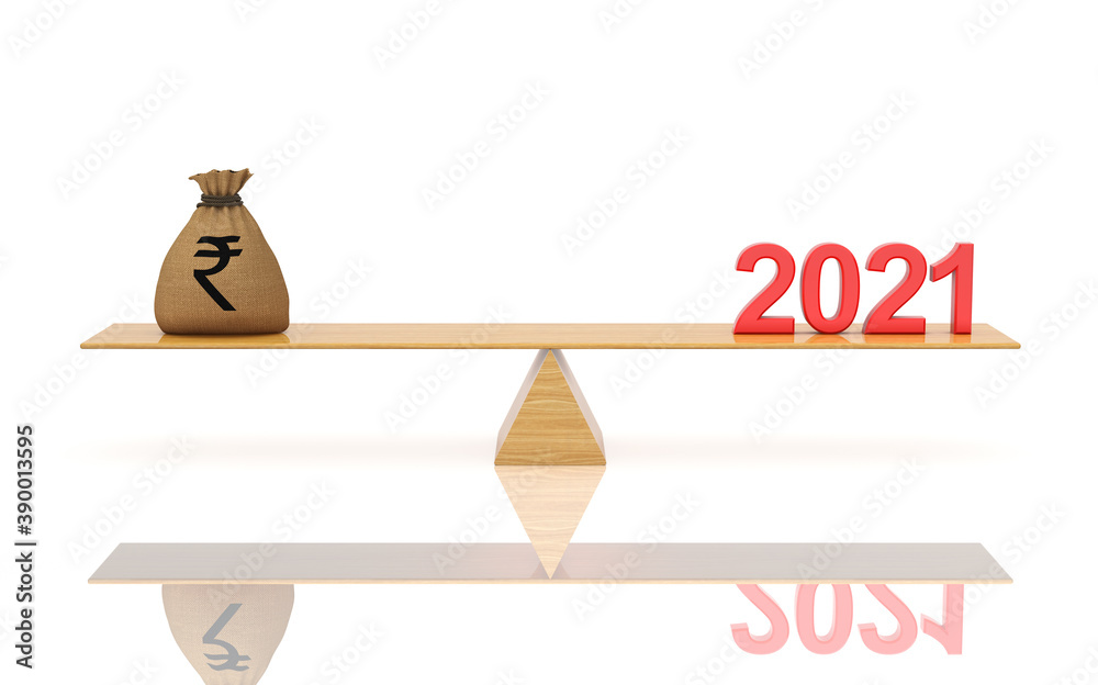 New Year 2021 banking Concept image- 3D Rendered Image	

