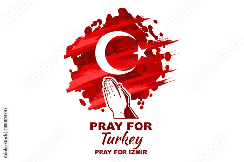 Pray For Turkey, vector illustration of praying for Turkey affected by earthquake near Izmir on October 30th