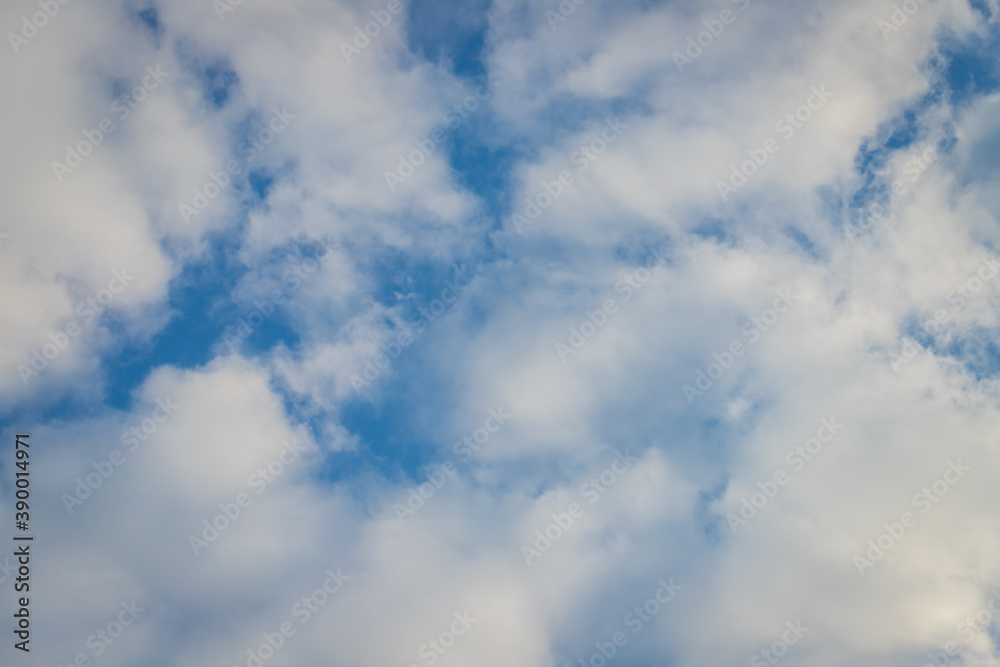 Fluffy white clouds nature background