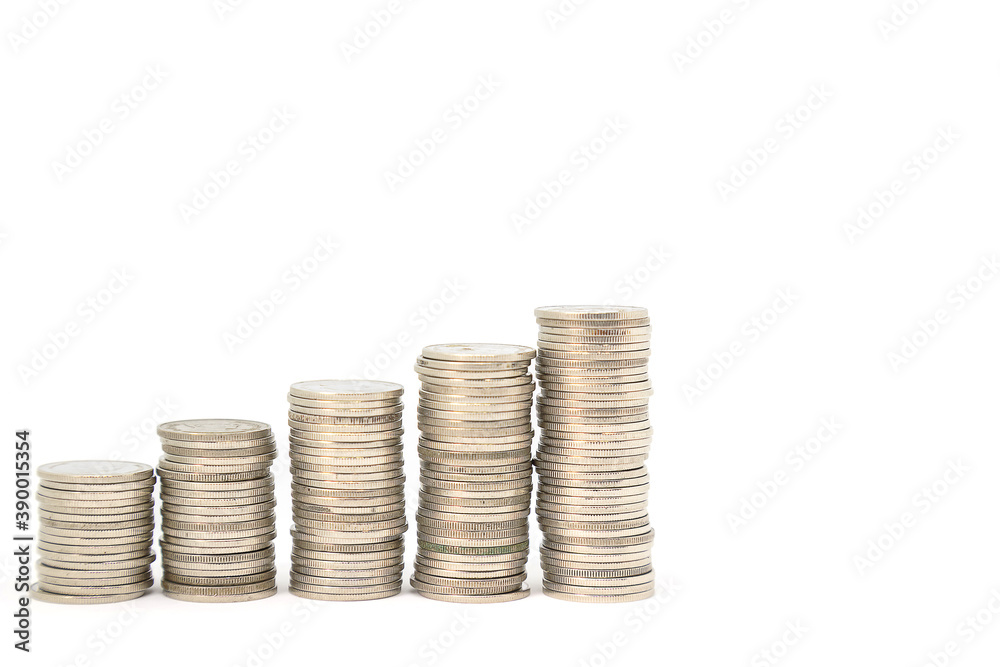 Coins placed as gradients from low to high Coins placed as gradients from low to high