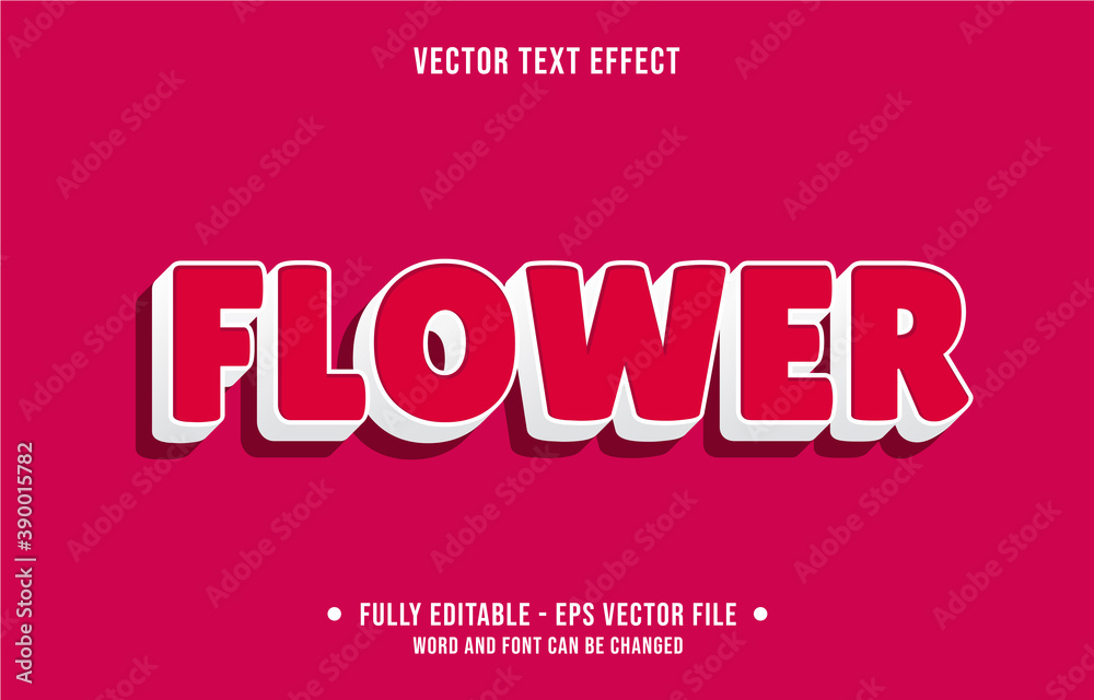 Editable text effect - flower red and white color style	

