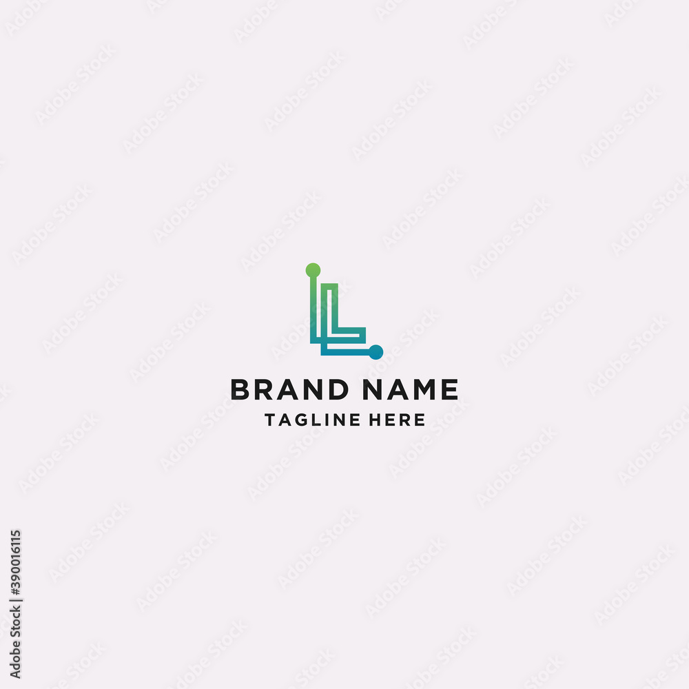 Letter L Tech Logo Design Template Element