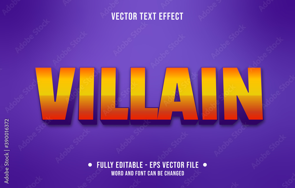 Editable text effect - villain orange and yellow color gradient style	
