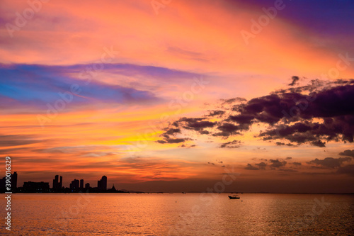 Sea sky beach with nature sunset