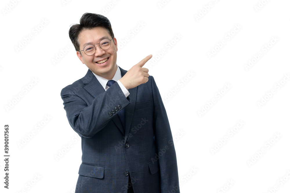 White background and gestures of an Asian middle-aged businessman. White background and gestures of an Asian middle-aged businessman.