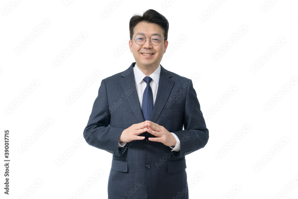 White background and gestures of an Asian middle-aged businessman. White background and gestures of an Asian middle-aged businessman.