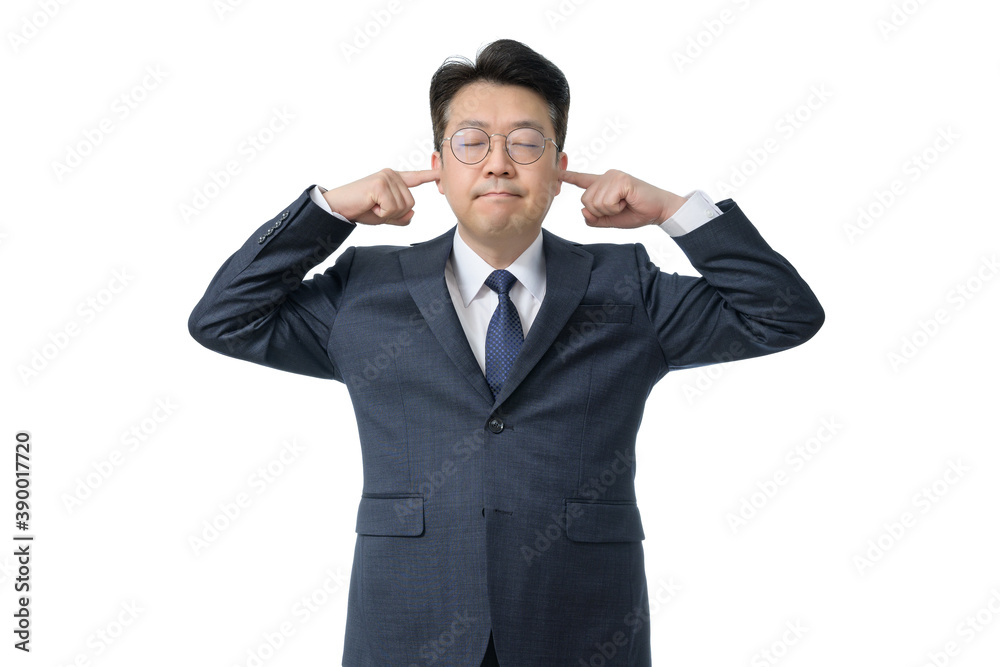 White background and gestures of an Asian middle-aged businessman. White background and gestures of an Asian middle-aged businessman.