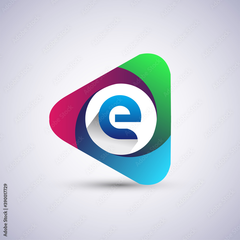 E letter colorful logo in the triangle shape, Vector design template elements for your Business or company identity. E letter colorful logo in the triangle shape, Vector design template elements for your Business or company identity.