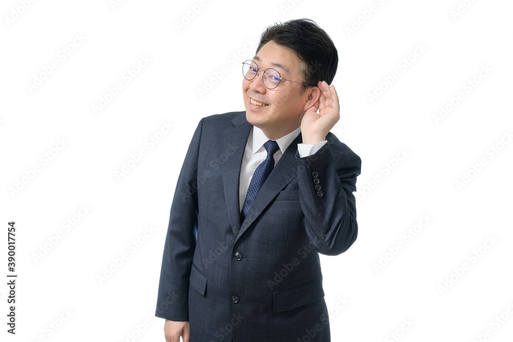 White background and gestures of an Asian middle-aged businessman. White background and gestures of an Asian middle-aged businessman.