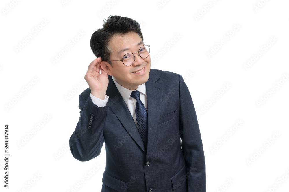 White background and gestures of an Asian middle-aged businessman. White background and gestures of an Asian middle-aged businessman.