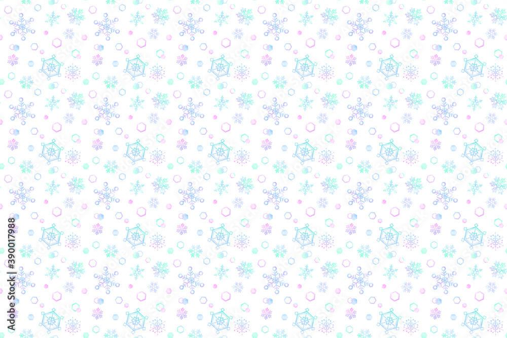 Watercolor illustration of snowflake pattern Watercolor illustration of snowflake pattern