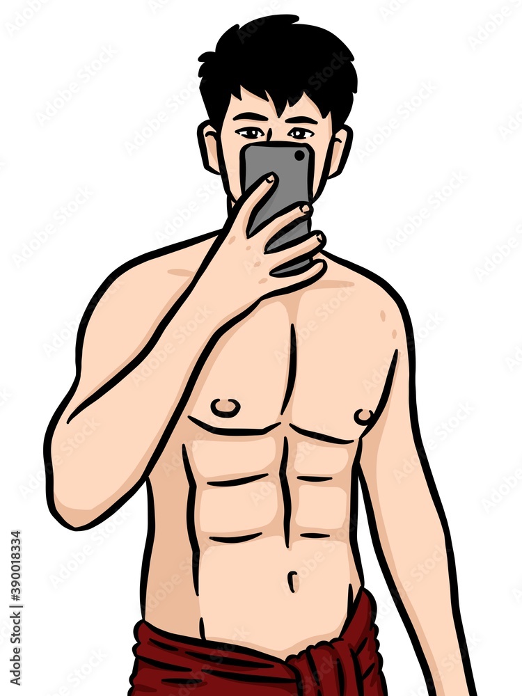 Fototapeta premium cartoon cute man on white background